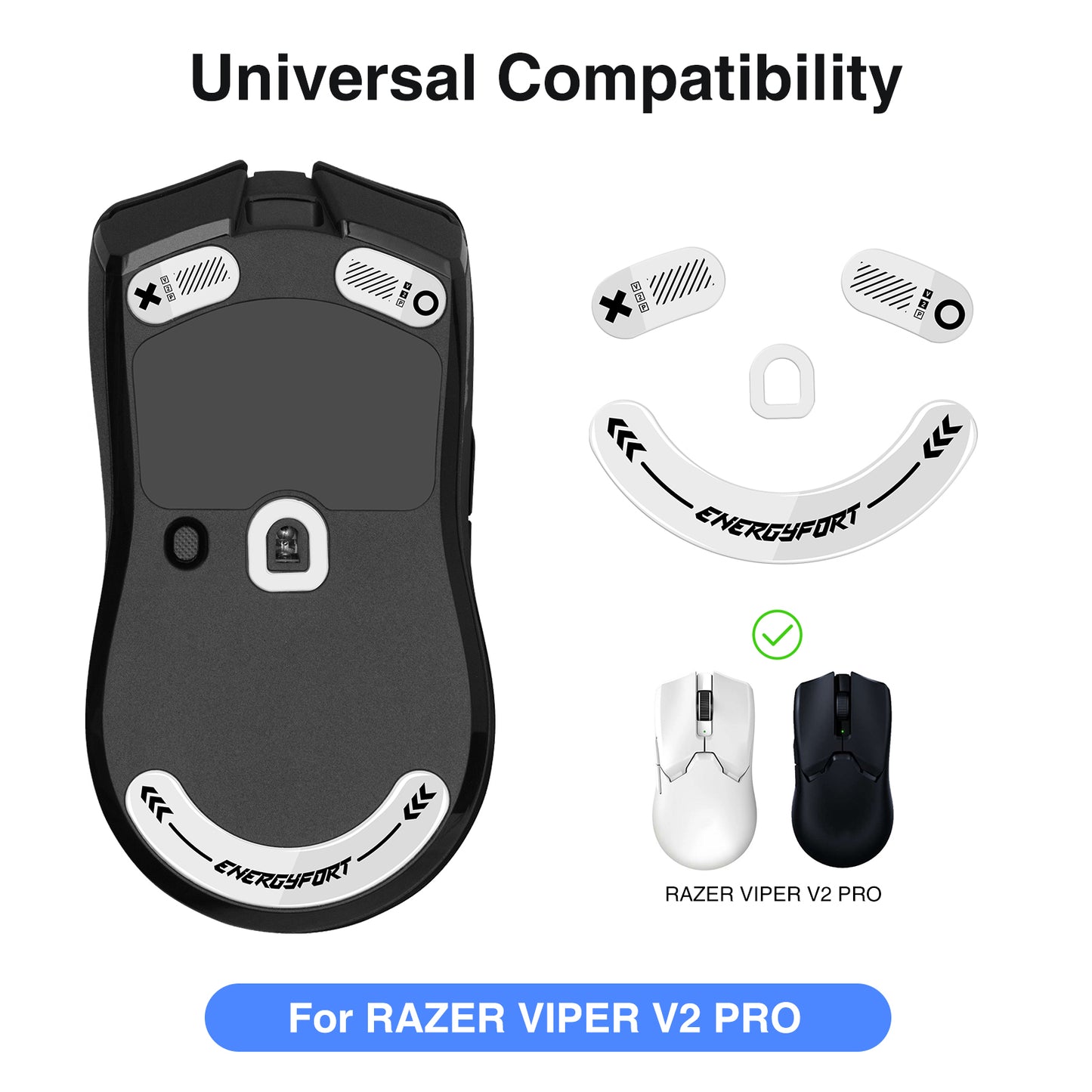 EnergyFort Glass Mouse Skates for Razer Viper V2 Pro | Ultra Smooth Gaming Mouse Feet