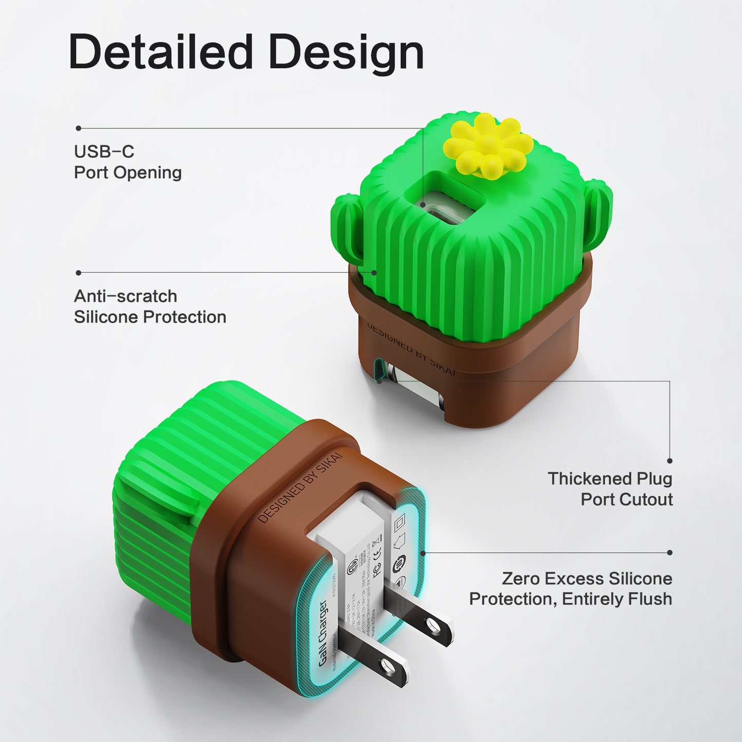EnergyFort 33W GaN USB-C Charger with Cute Silicone Cover for everyday USB-C charging - product packaging or accessory image