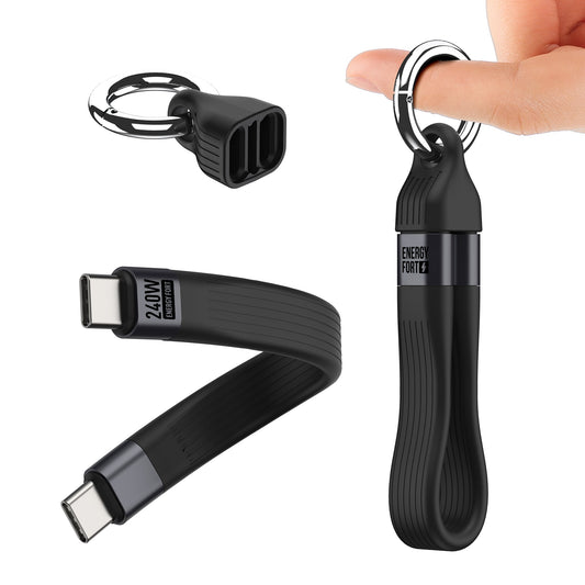 EnergyFort short USB-C keychain cable and removable storage holder