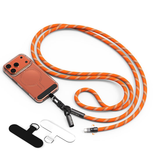 Orange EnergyFort SnapLoop 240W USB-C crossbody phone charging cable