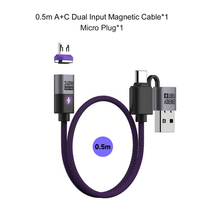 EnergyFort Magnetic 240W USB-C Cable with USB-A + USB-C Input