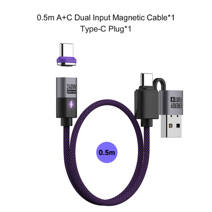 EnergyFort Magnetic 240W USB-C Cable with USB-A + USB-C Input
