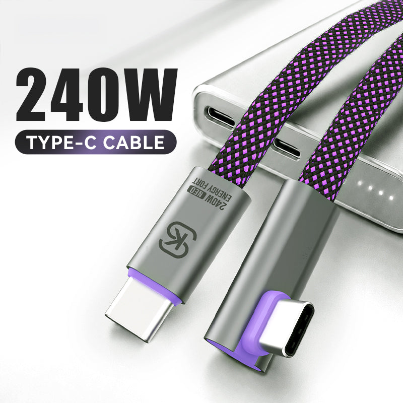 EnergyFort L-shaped USB-C cable product detail with braided cable body