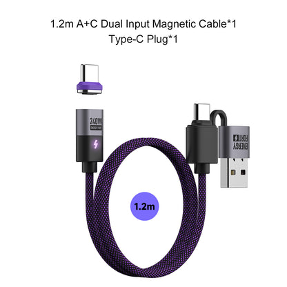 EnergyFort Magnetic 240W USB-C Cable with USB-A + USB-C Input