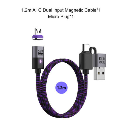 EnergyFort Magnetic 240W USB-C Cable with USB-A + USB-C Input
