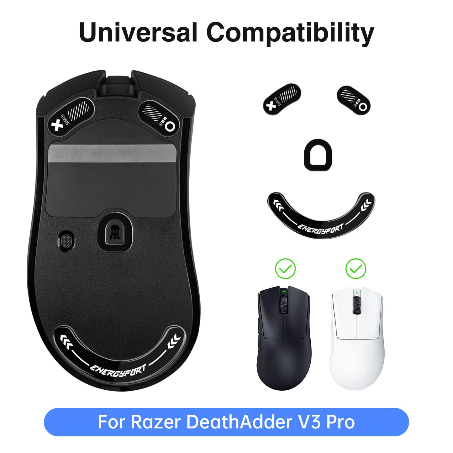 EnergyFort Glass Mouse Skates for Razer DeathAdder V3 Pro | Ultra Smooth Gaming Mouse Feet