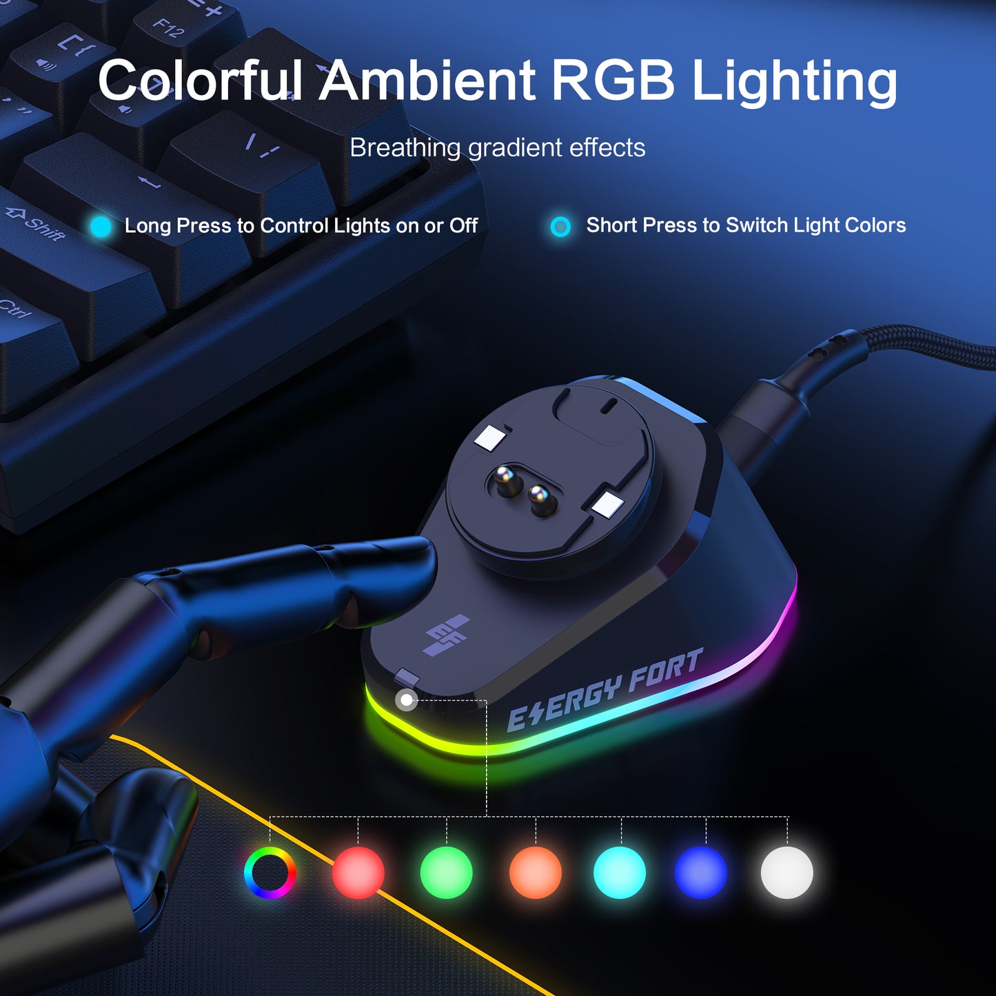 EnergyFort Mouse Charging Dock lifestyle image for gaming and work desk setups