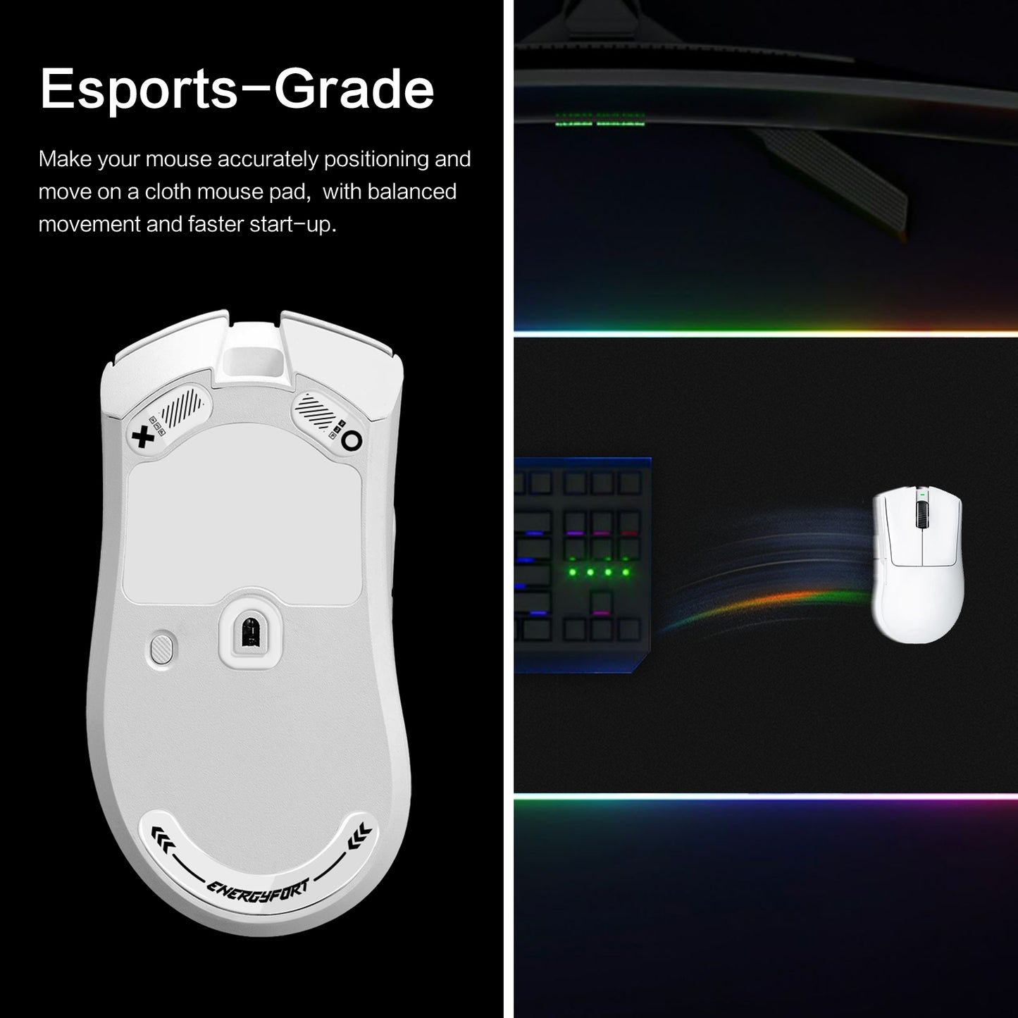 EnergyFort Glass Mouse Skates for Razer DeathAdder V3 Pro | Ultra Smooth Gaming Mouse Feet