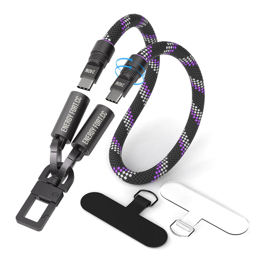 EnergyFort SnapLoop 240W USB-C Wrist Strap Charging Cable for wrist carry and short USB-C charging - main product image