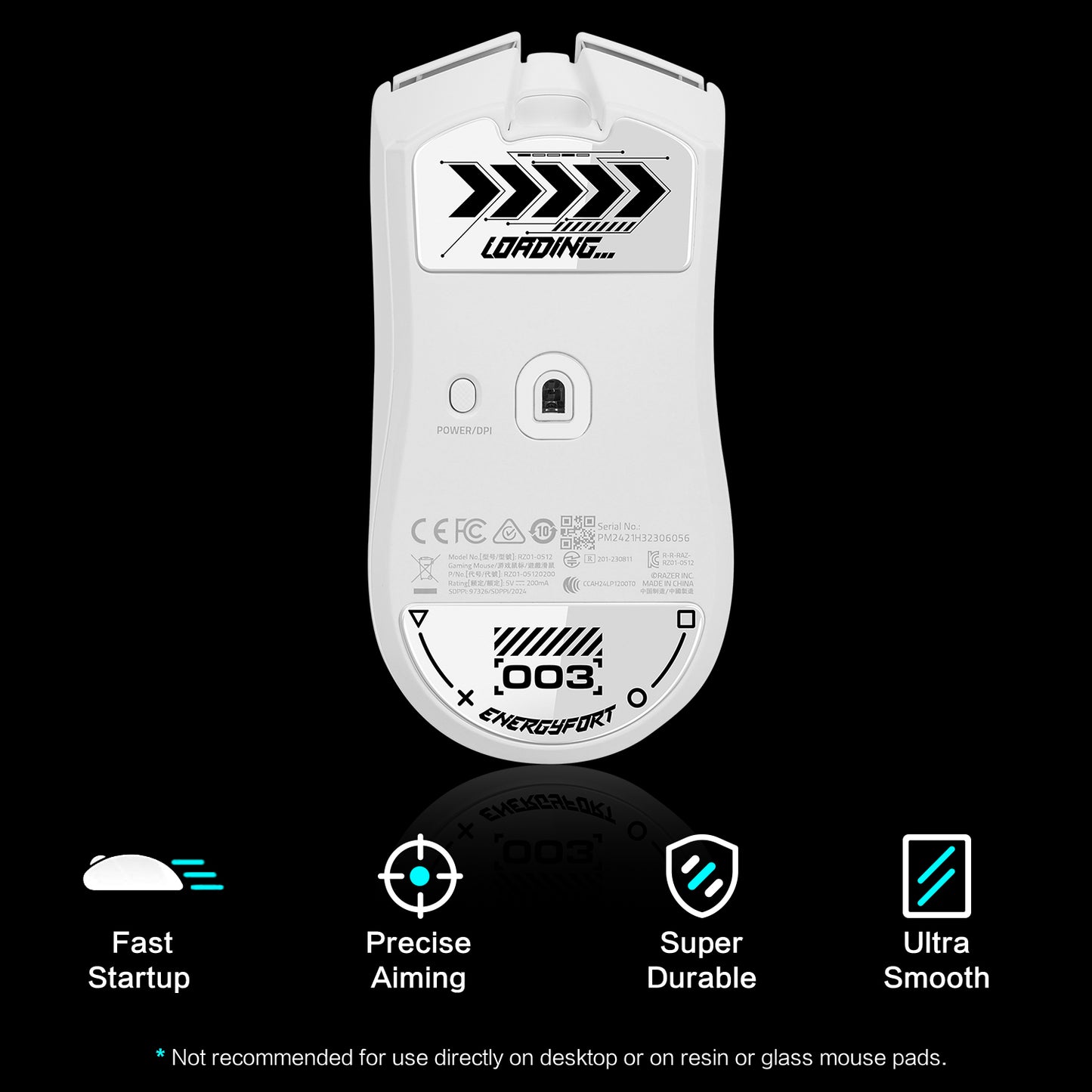 EnergyFort Glass Mouse Skates for Razer Viper V3 Pro | Ultra Smooth Gaming Mouse Feet