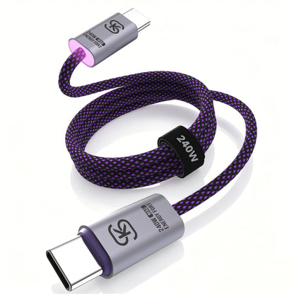 EnergyFort 240W USB-C to USB-C Fast Charging Cable with braided USB-C cable design - additional detail image