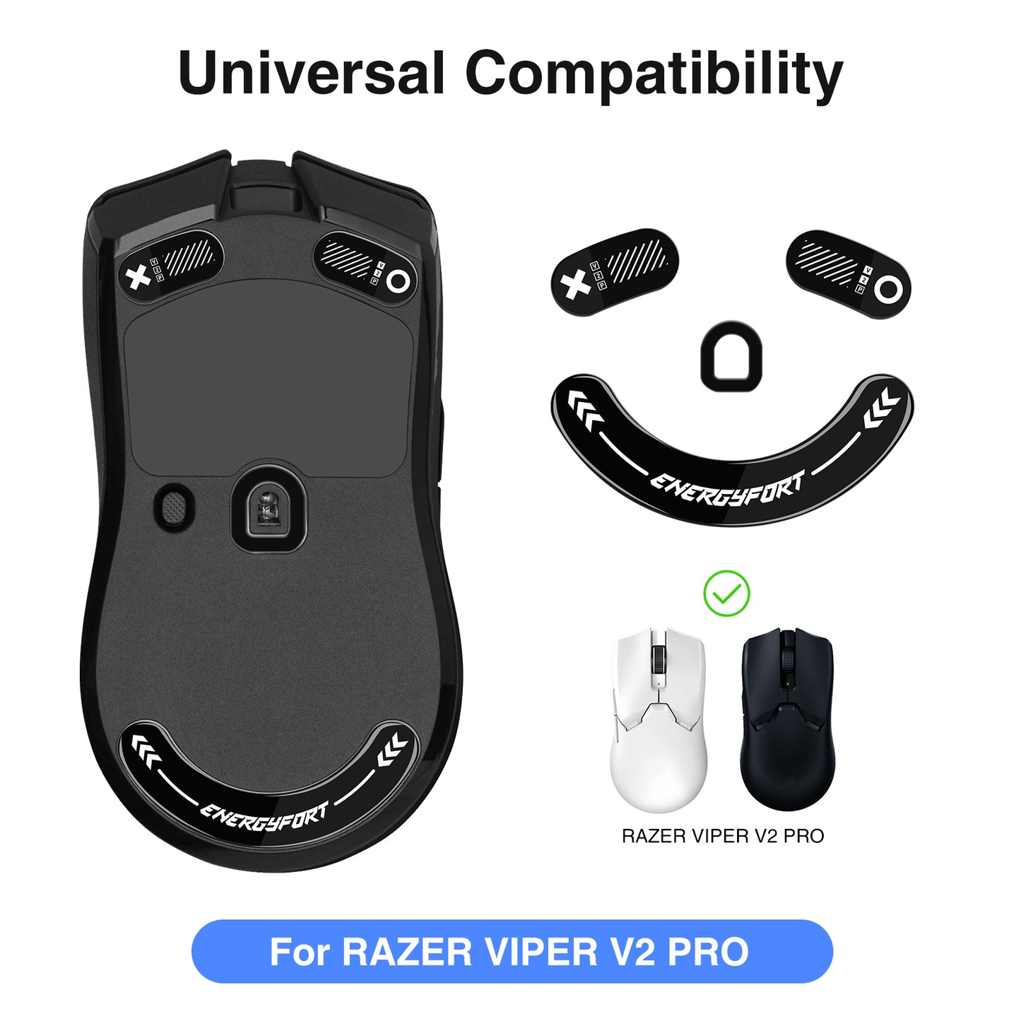 EnergyFort Glass Mouse Skates for Razer Viper V2 Pro | Ultra Smooth Gaming Mouse Feet