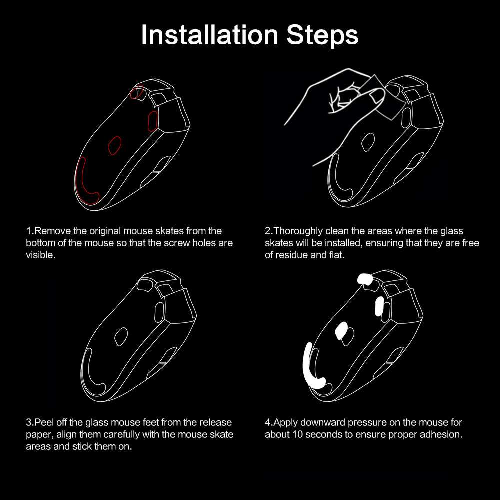 EnergyFort Glass Mouse Skates for Razer DeathAdder V3 Pro | Ultra Smooth Gaming Mouse Feet
