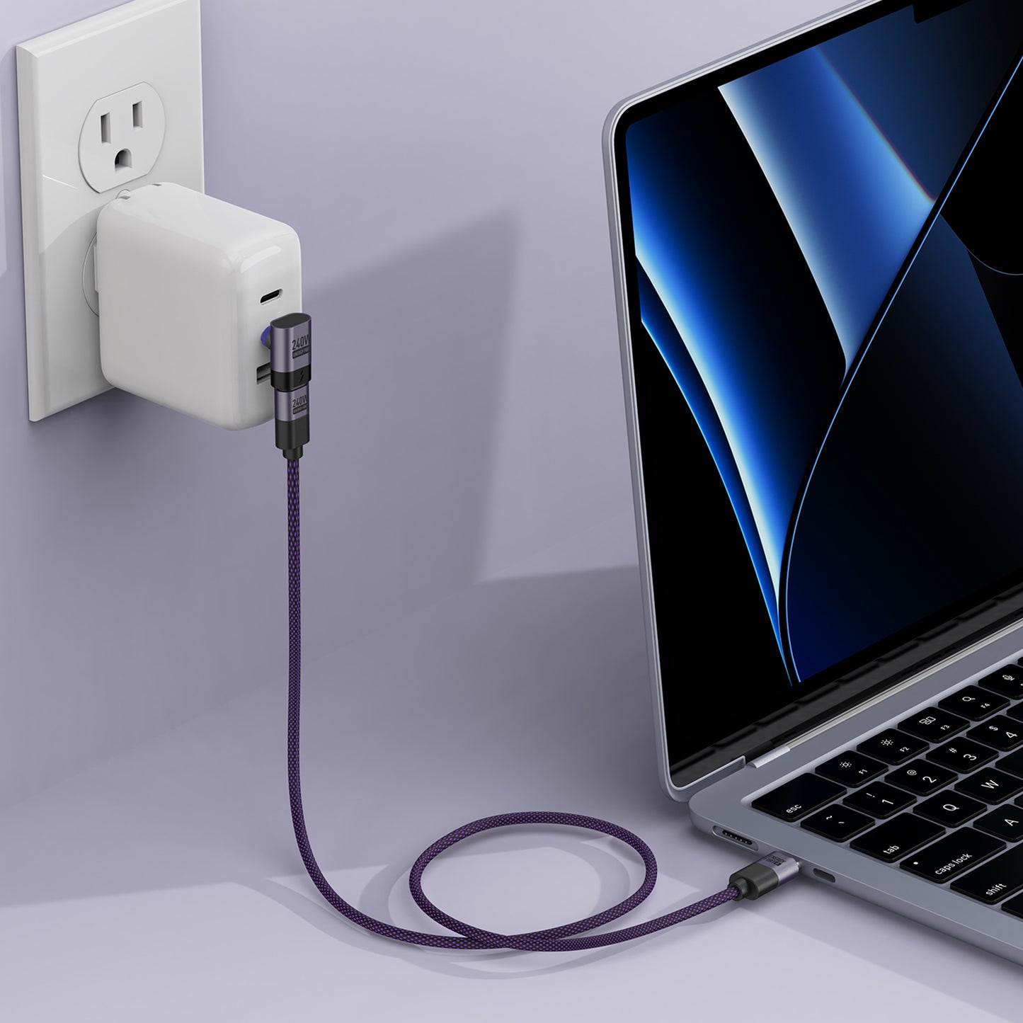EnergyFort 240W Magnetic 90° Right-Angle USB-C Adapter for magnetic wired USB-C connection - additional detail image