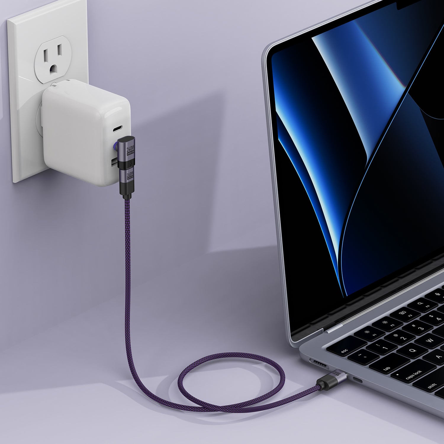 EnergyFort 240W Magnetic 90° Right-Angle USB-C Adapter for magnetic wired USB-C connection - additional detail image