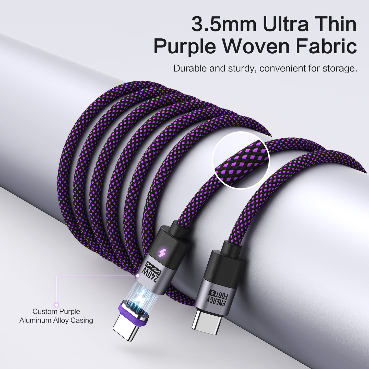 EnergyFort 240W USB-C Magnetic Fast Charging Cable for magnetic wired charging - detail image