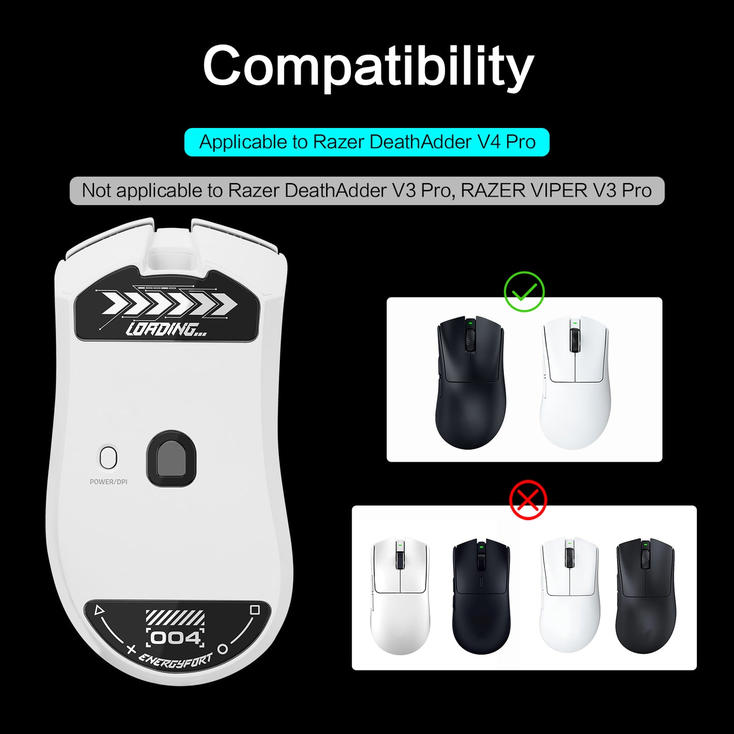 EnergyFort Glass Mouse Skates for Razer DeathAdder V4 Pro | Ultra Smooth Gaming Mouse Feet