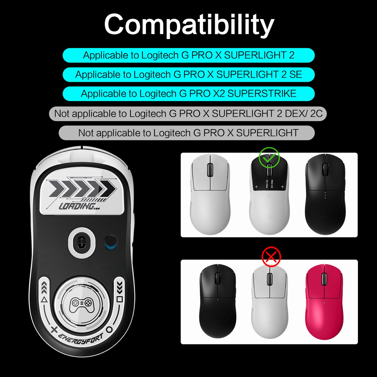 EnergyFort Glass Mouse Skates for Logitech G PRO X SUPERLIGHT 2 Series | Gaming Mouse Feet