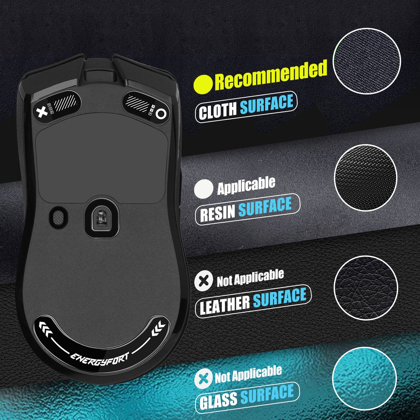 EnergyFort Glass Mouse Skates for Razer Viper V2 Pro | Ultra Smooth Gaming Mouse Feet