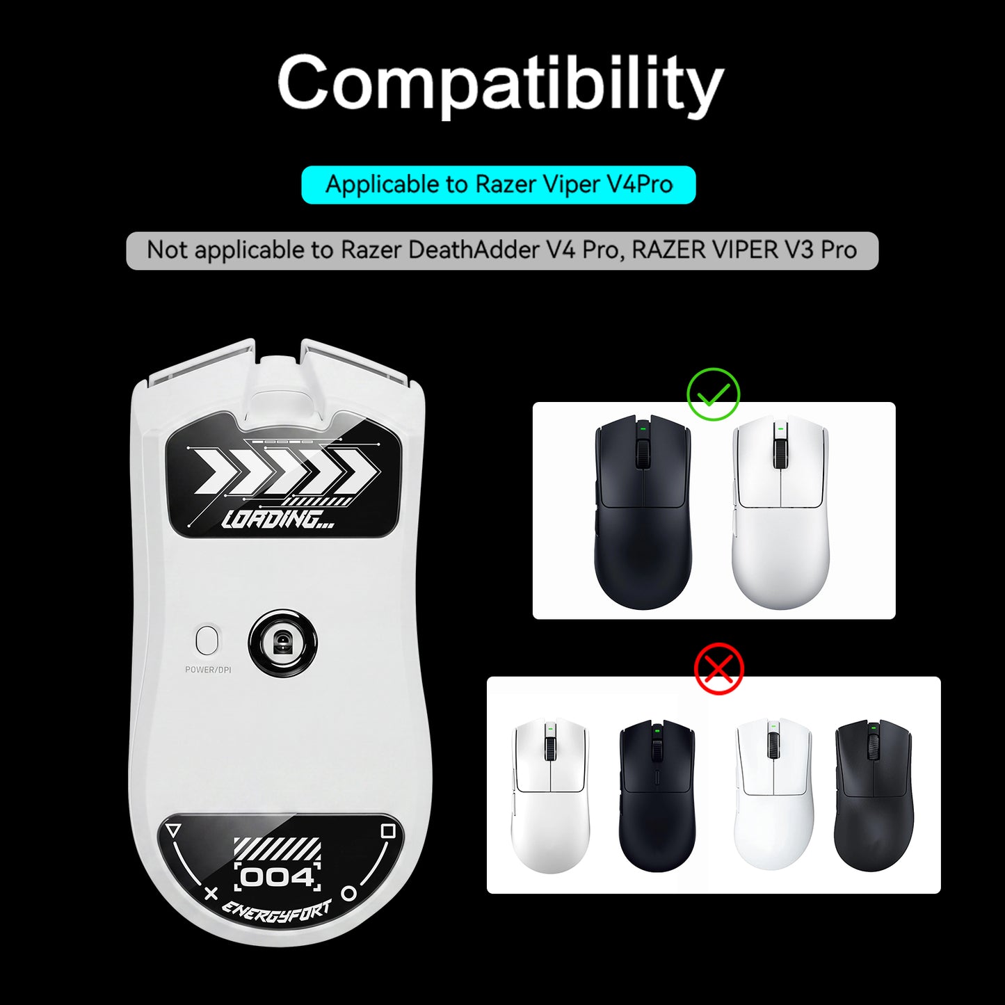 EnergyFort Glass Mouse Skates for Razer Viper V4 Pro | Ultra Smooth Gaming Mouse Feet