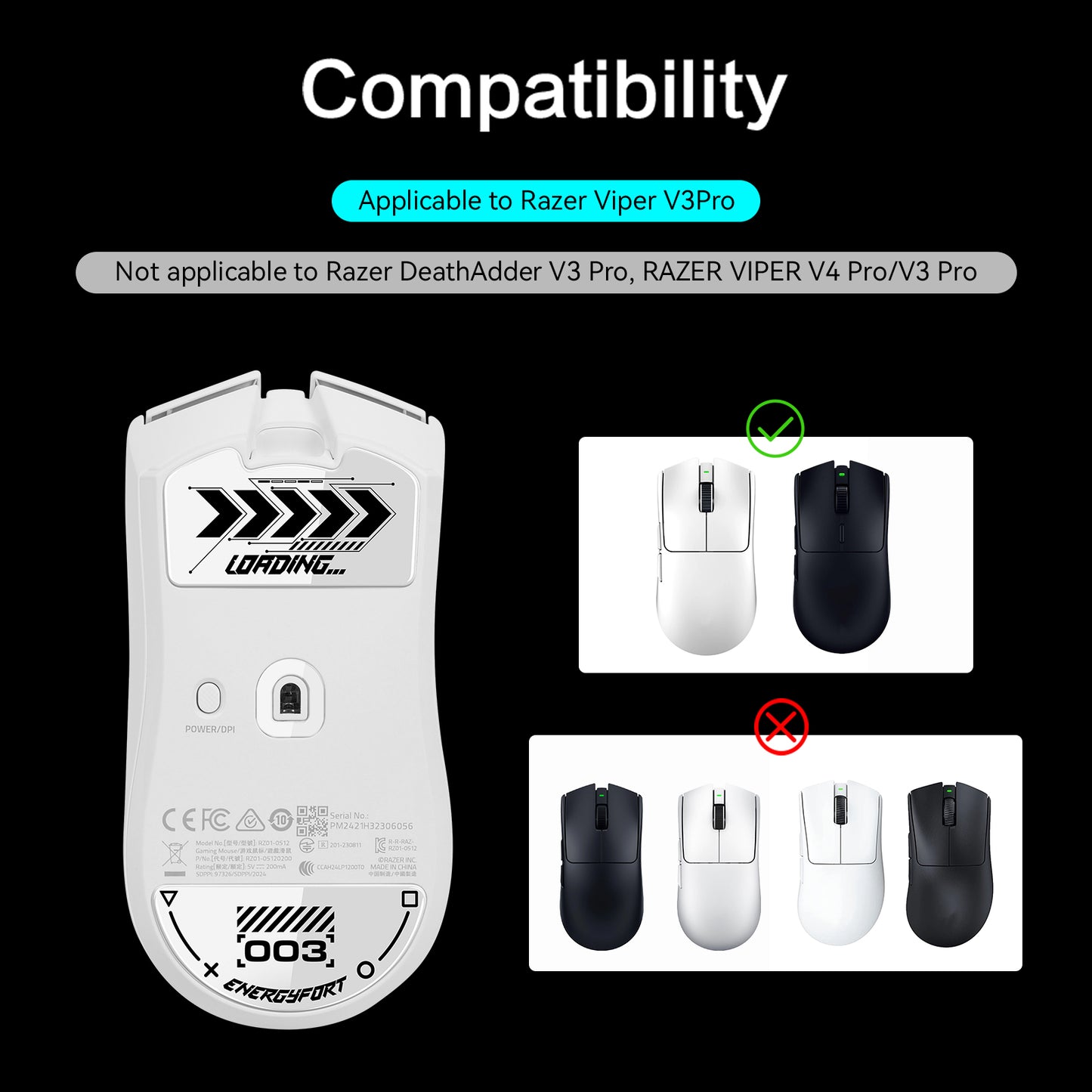 EnergyFort Glass Mouse Skates for Razer Viper V3 Pro | Ultra Smooth Gaming Mouse Feet