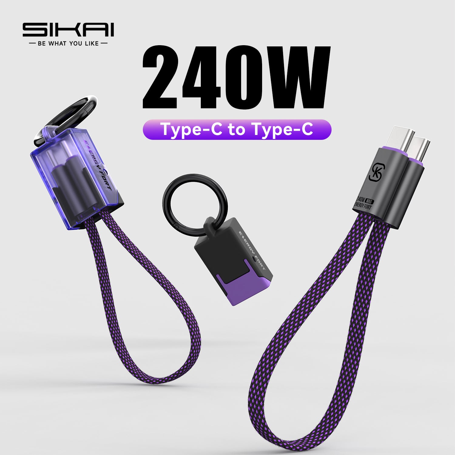 EnergyFort Click-Lock 240W USB-C Short Cable Organizer Set for cable carry and storage - lifestyle image