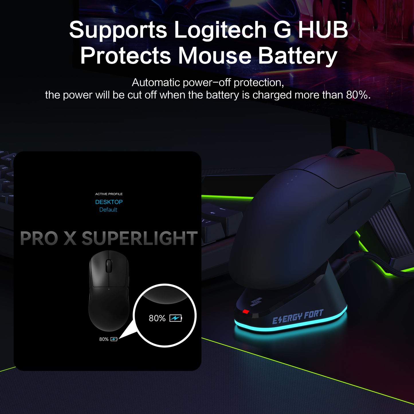 EnergyFort Mouse Charging Dock angled view showing upright charging stand design