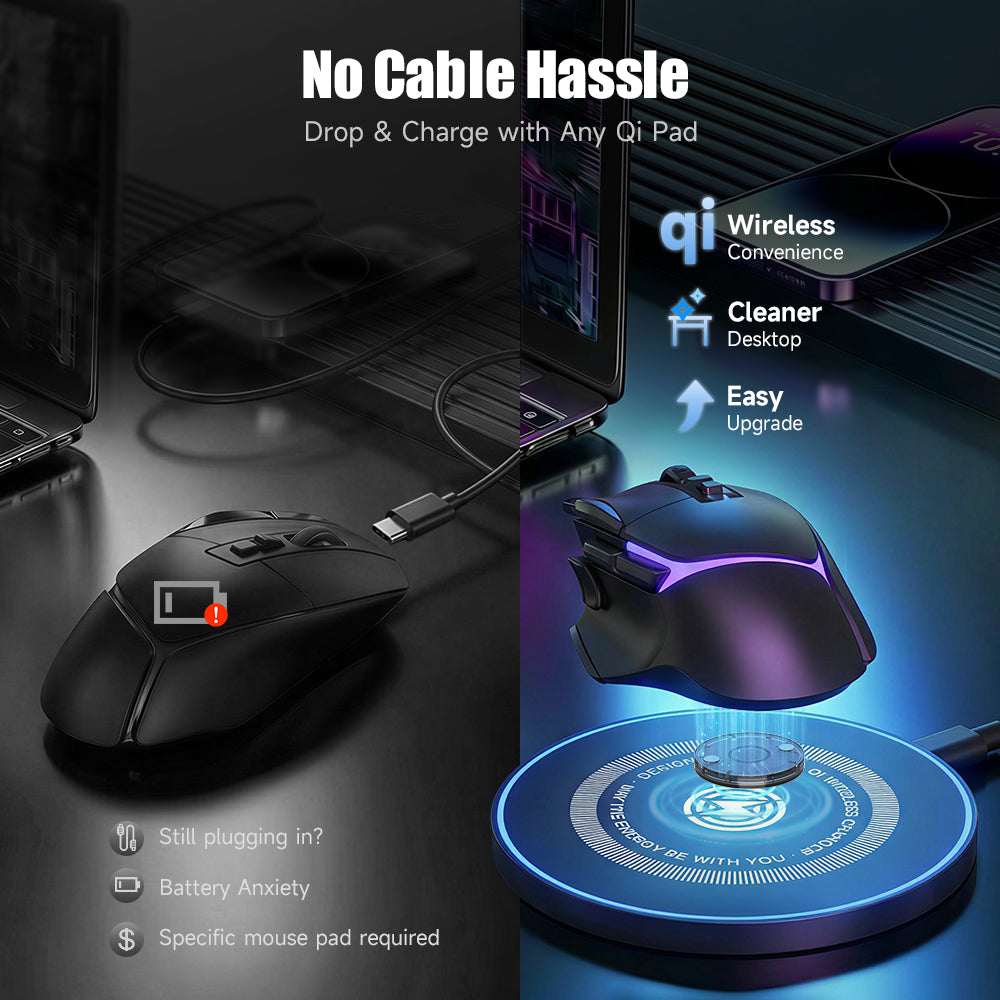 EnergyFort Wireless Mouse Charging Module for Logitech Mouse for Logitech and Razer wireless mouse charging - charging setup image