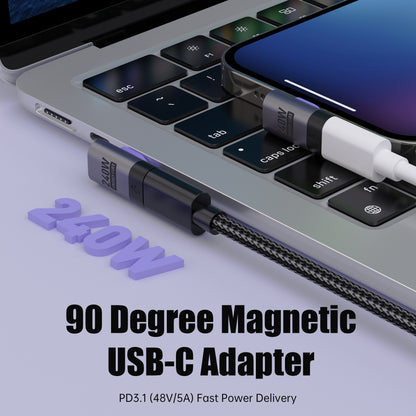 EnergyFort 240W Magnetic 90° Right-Angle USB-C Adapter for magnetic wired USB-C connection - angle view image