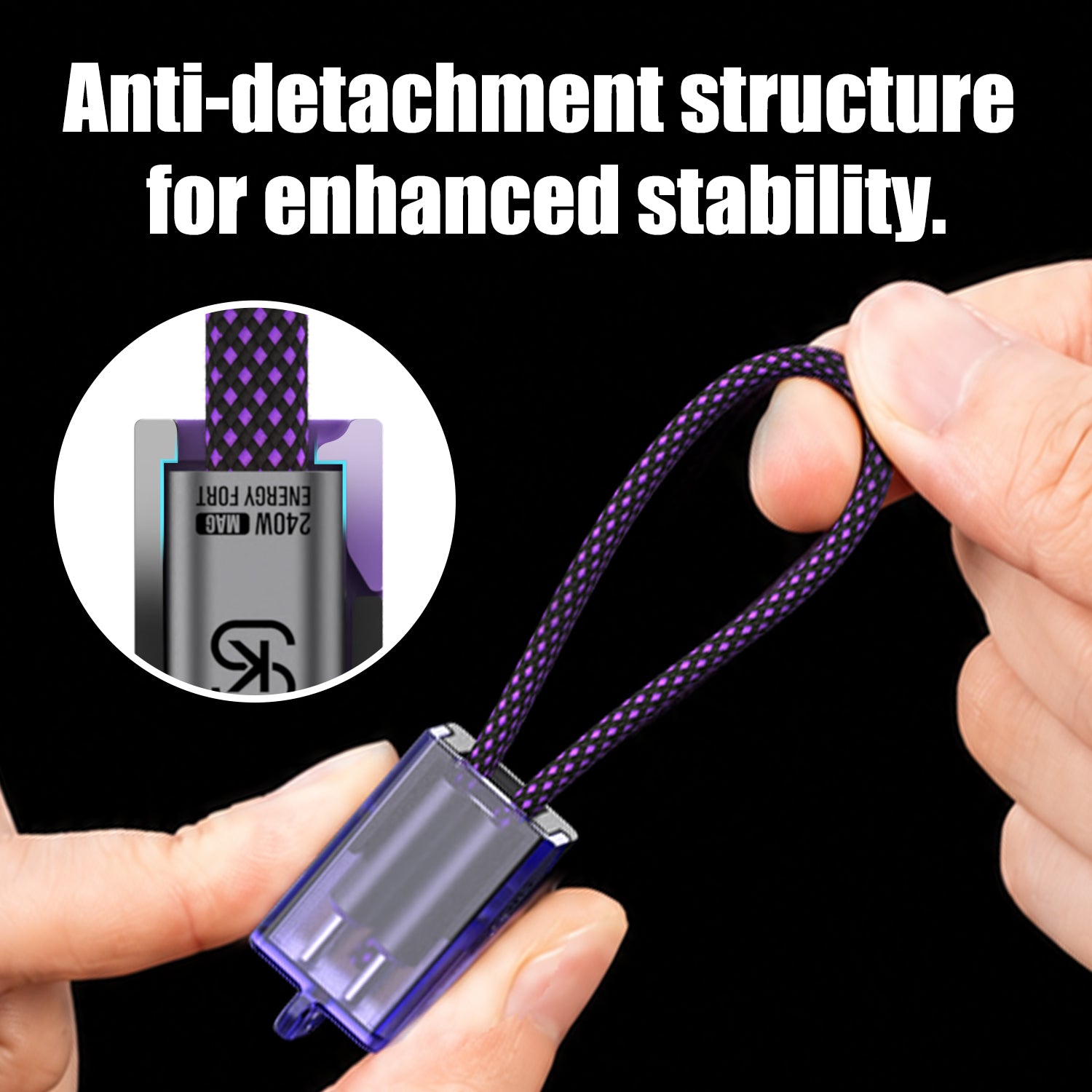 EnergyFort Click-Lock 240W USB-C Short Cable Organizer Set for cable carry and storage - detail image