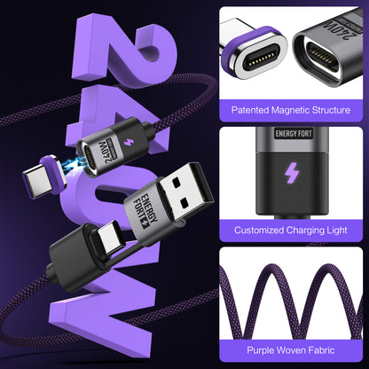 EnergyFort Magnetic 240W USB-C Cable with USB-A + USB-C Input for magnetic wired charging - usage scene image