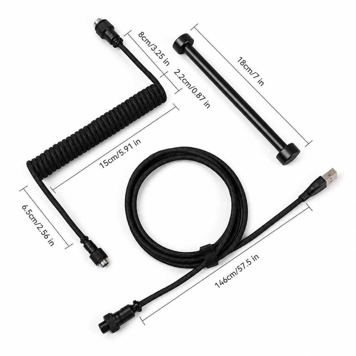 EnergyFort 8KHz gewendeltes Aviator-Tastaturkabel – USB-A auf USB-C