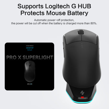 EnergyFort Mouse Charging Dock features with RGB lighting and USB 2.0 hub ports