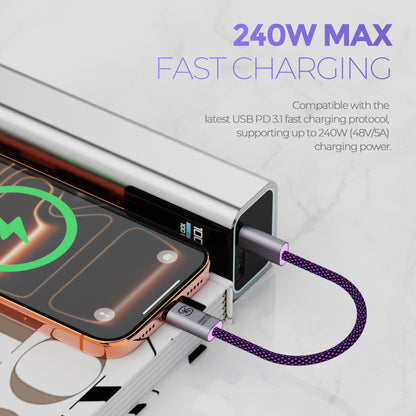 EnergyFort ClickClip 240W Magnetic Snap Short USB-C to USB-C Cable for magnetic wired charging - feature image