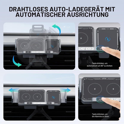 Vent-clip and suction-cup mounting options for the wireless car charger