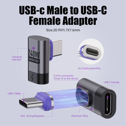 EnergyFort 240W Magnetic 90° Right-Angle USB-C Adapter for magnetic wired USB-C connection - feature image