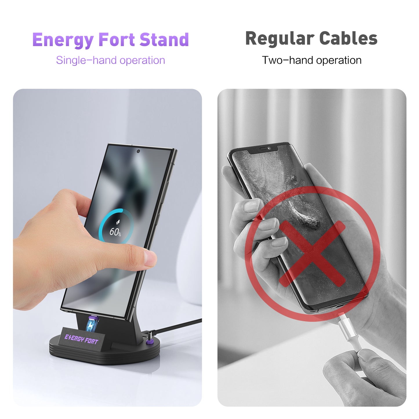 EnergyFort 240W Magnetic Fast Charging Dock for upright magnetic wired charging - product packaging or accessory image