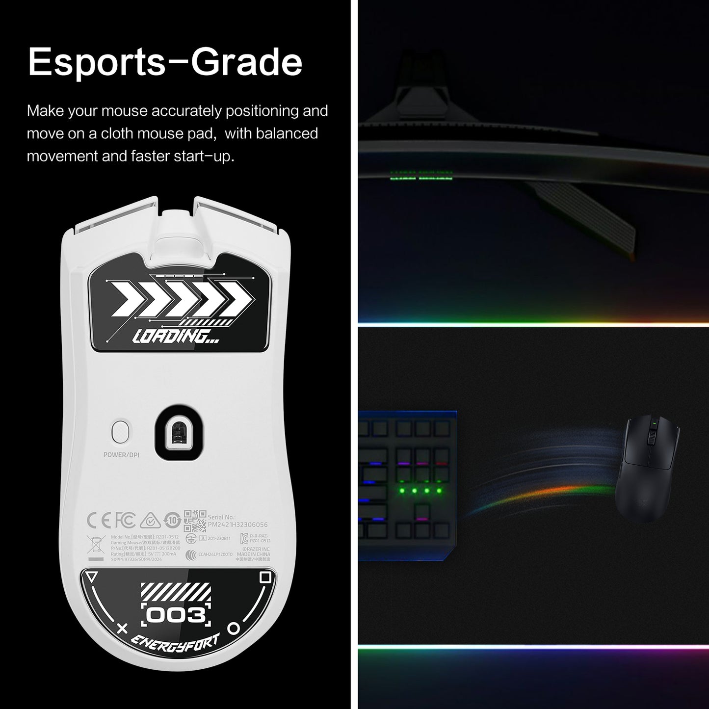 EnergyFort Glass Mouse Skates for Razer Viper V3 Pro | Ultra Smooth Gaming Mouse Feet