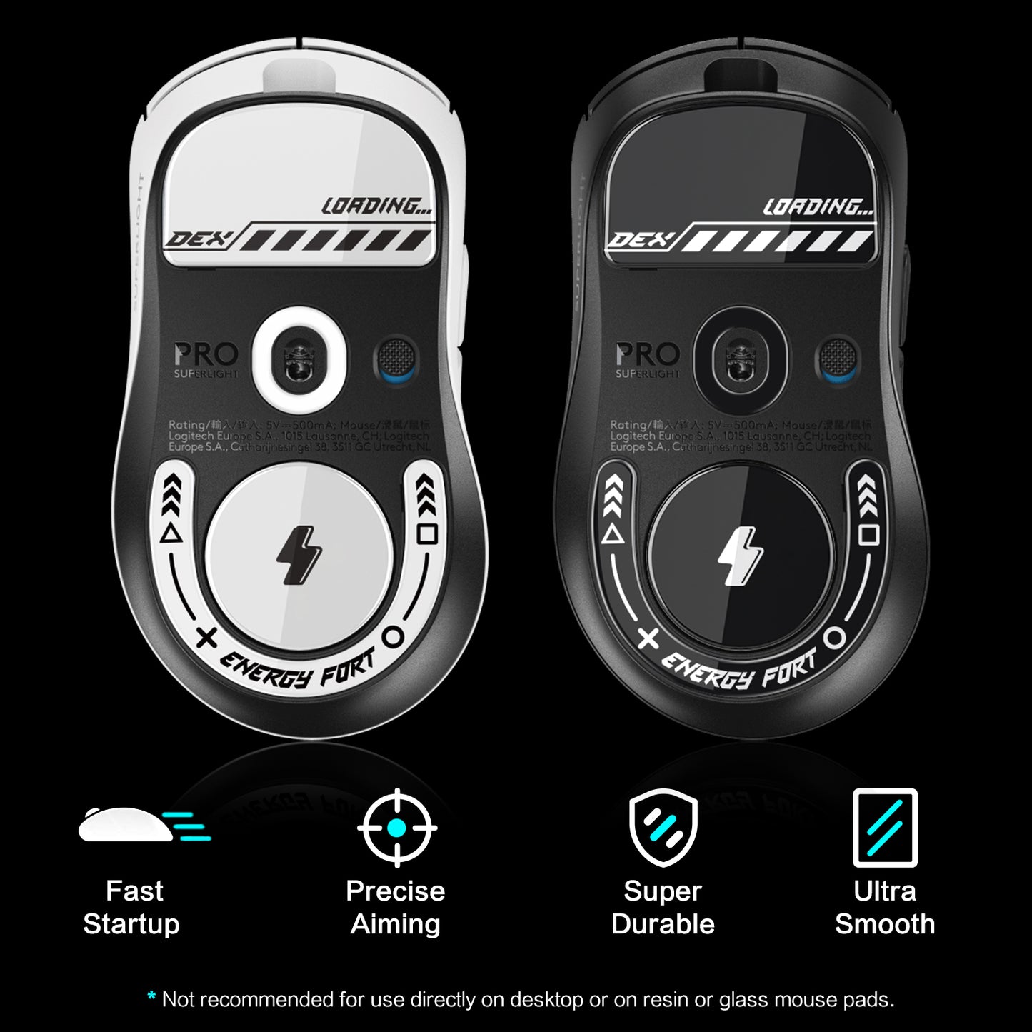 EnergyFort Glass Mouse Skates for Logitech G PRO X SUPERLIGHT 2 DEX | Gaming Mouse Feet
