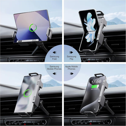 Adjustable viewing angles for the car phone charger mount