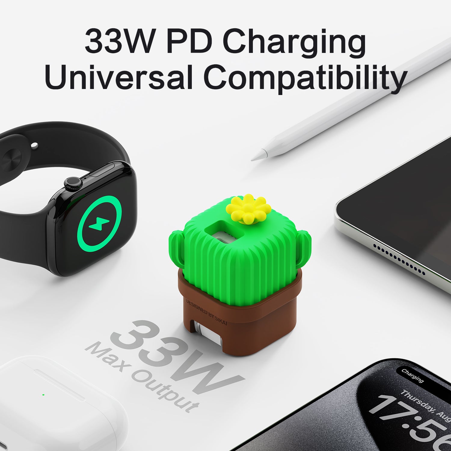 EnergyFort 33W GaN USB-C Charger with Cute Silicone Cover for everyday USB-C charging - lifestyle image