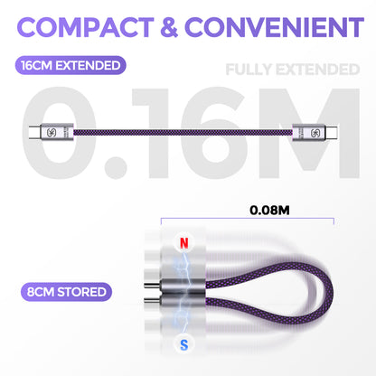 EnergyFort ClickClip 240W Magnetic Snap Short USB-C to USB-C Cable for magnetic wired charging - detail image