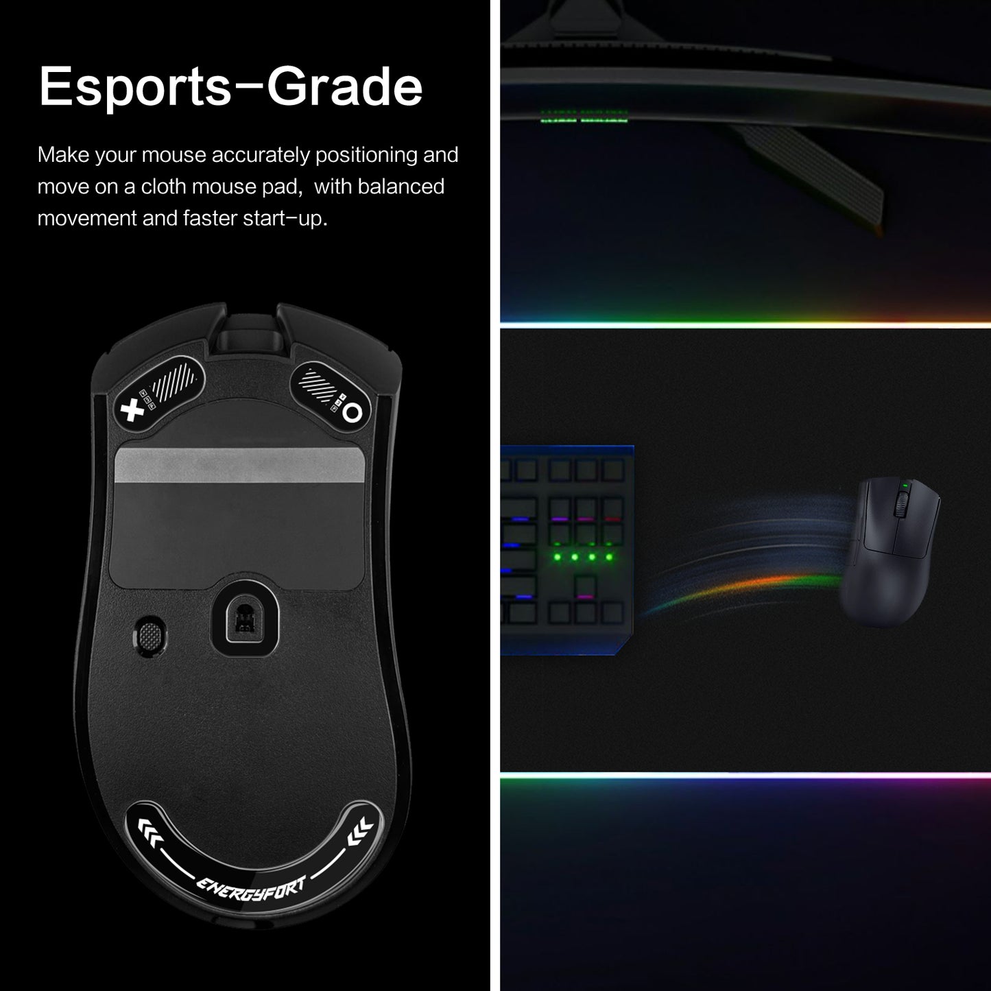 EnergyFort Glass Mouse Skates for Razer DeathAdder V3 Pro | Ultra Smooth Gaming Mouse Feet