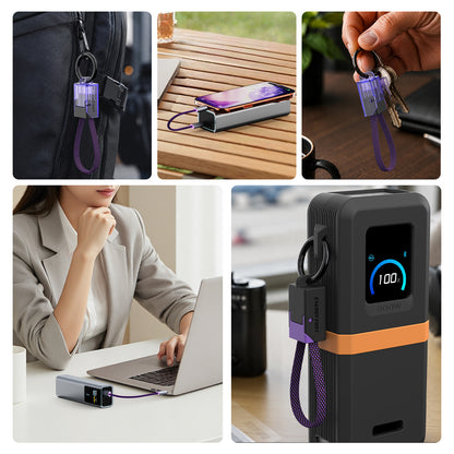 EnergyFort Click-Lock 240W USB-C Short Cable Organizer Set for cable carry and storage - angle view image