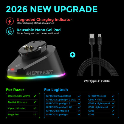 EnergyFort Mouse Charging Dock for Logitech and Razer Wireless Mice