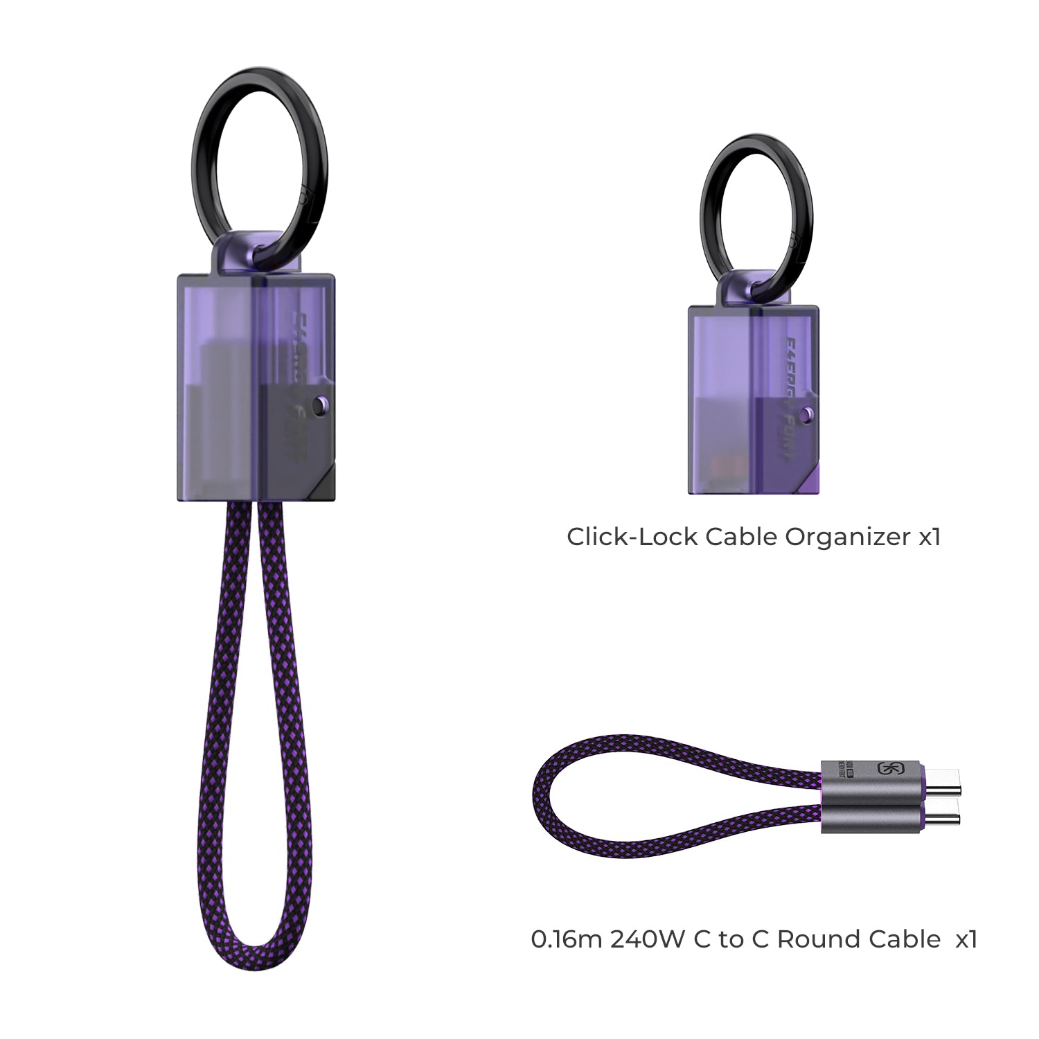 EnergyFort Click-Lock 240W USB-C Short Cable Organizer Set for cable carry and storage - additional usage image