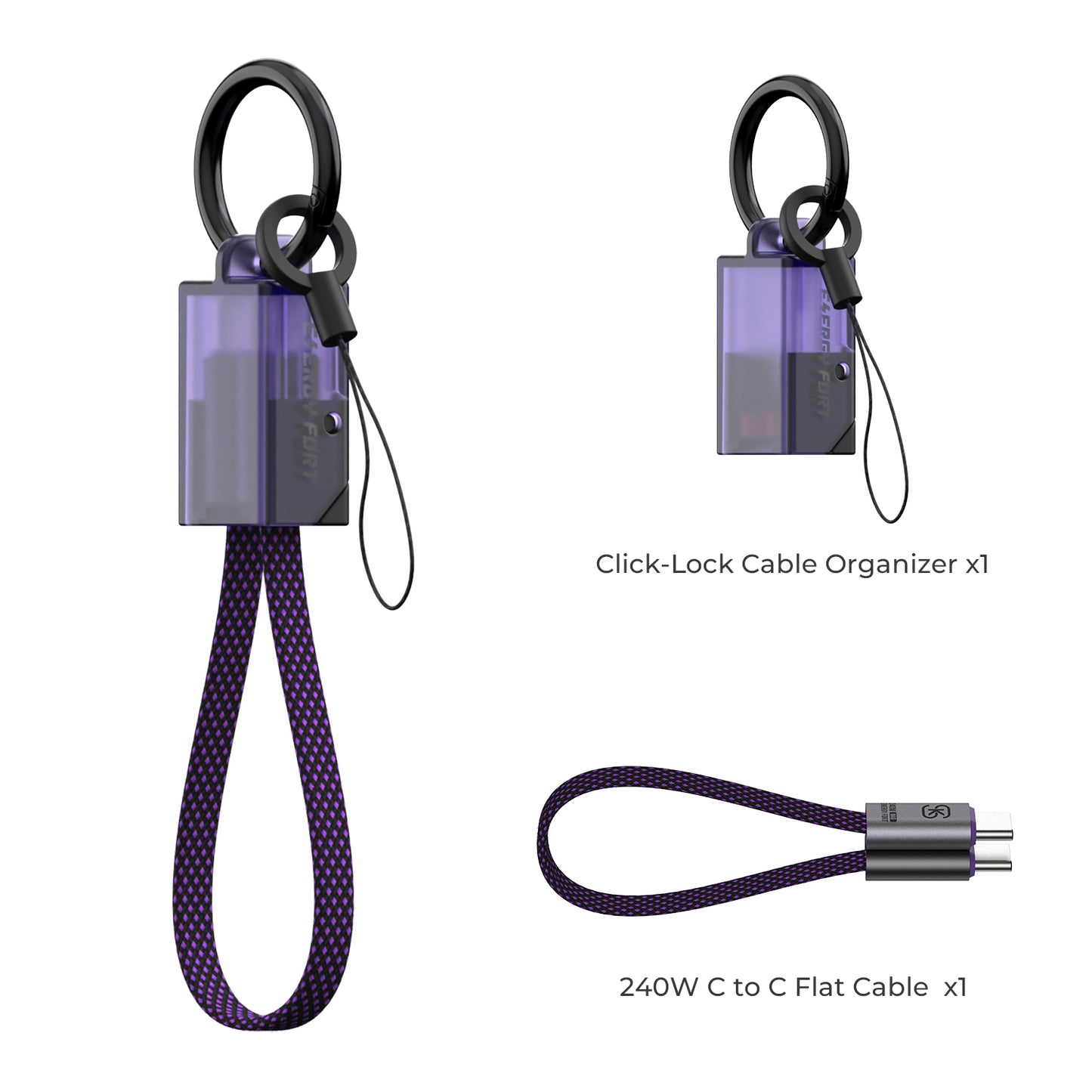 EnergyFort Click-Lock 240W USB-C Short Cable Organizer Set