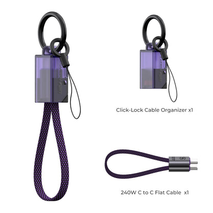 EnergyFort Click-Lock 240W USB-C Short Cable Organizer Set