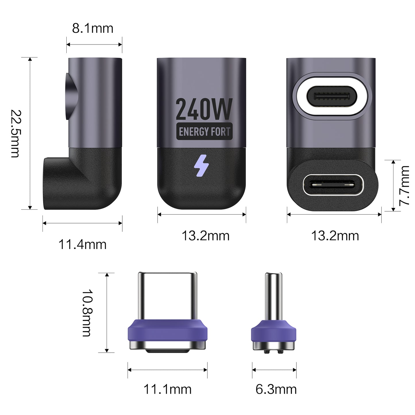 EnergyFort 240W Magnetic U-Shaped USB-C Adapter for magnetic wired USB-C connection - detail image