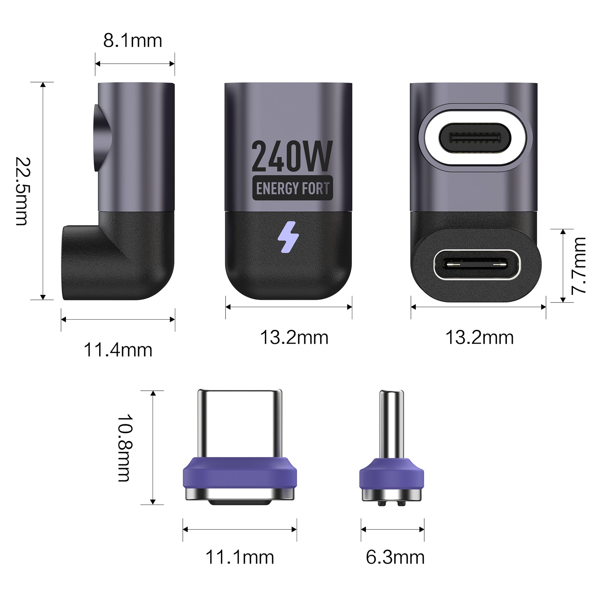 EnergyFort 240W Magnetic U-Shaped USB-C Adapter for magnetic wired USB-C connection - detail image
